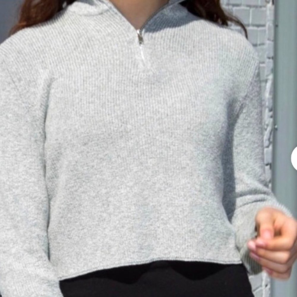 Brandy Melville Cropped Casey Sweater in Gray